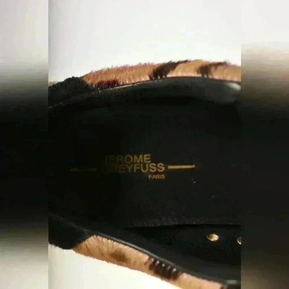 JEROME DREYFUSS Paris Tan Black Cheetah Print Horsehair Slipon Sneakers 37EU 7US - Picture 6 of 7
